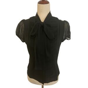 Vintage Silk Bow Front Ruched Blouse by Penguin Munsingwear